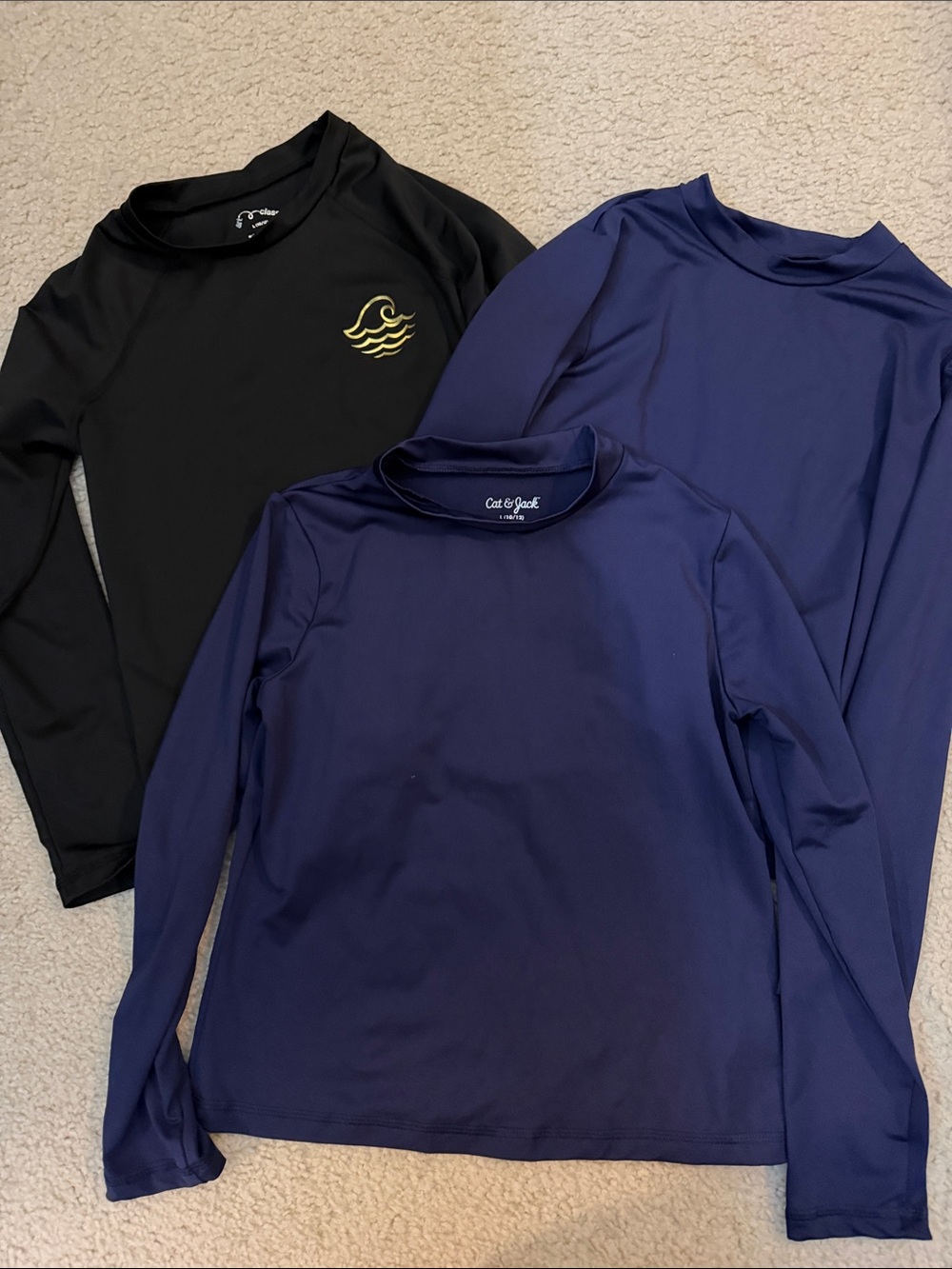 Cat & Jack Navy and Black Long Sleeve Swim Tops (3-Pack)